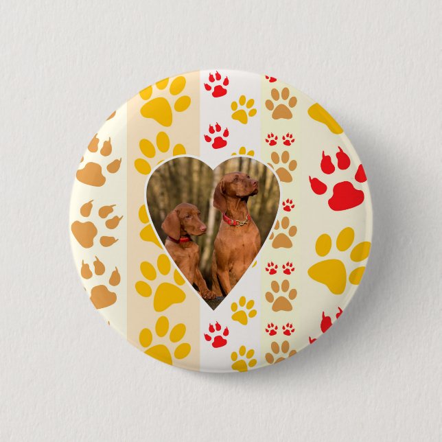 Badge Rond 5 Cm Chocolat Labrador Retriever Coeurs de chien Emprei (Devant)