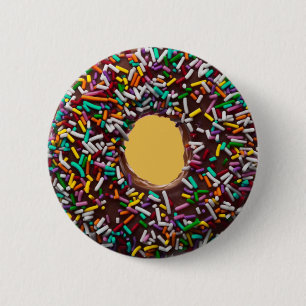 Badge Rond 5 Cm Chocolate donut with colorful sprinkles