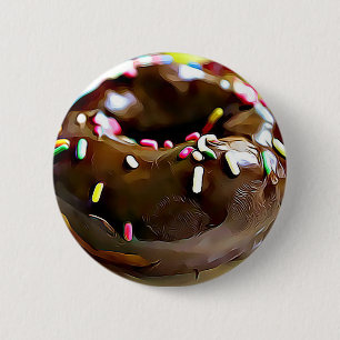 Badge Rond 5 Cm Chocolate Donut with Sprinkles Refrigerator Magnet