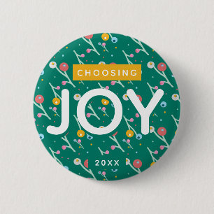 Badge Rond 5 Cm Choisir Joy Berries modernes en Jaune Vert Personn
