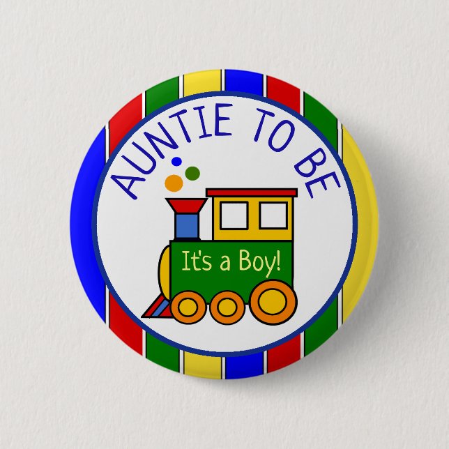 Badge Rond 5 Cm Choo Choo Train Baby shower Tante à être (Devant)