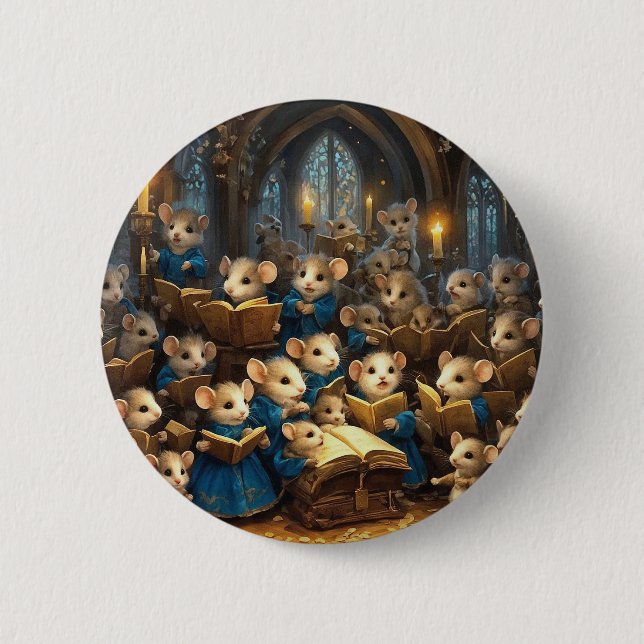 Badge Rond 5 Cm Chorale de souris de l'église (Devant)