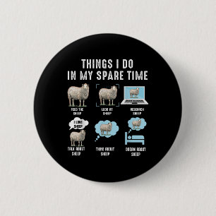 Badge Rond 5 Cm Choses que je fais pendant mon temps libre Moutons