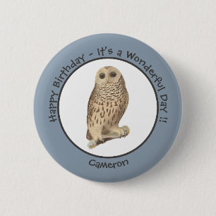 Badge Rond 5 Cm Chouette barrée - Anniversaire ou autre événement