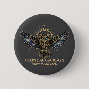Badge Rond 5 Cm Chouette céleste Gardien cosmique