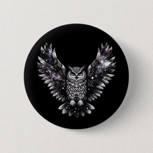 Badge Rond 5 Cm Chouette cosmique Majesté