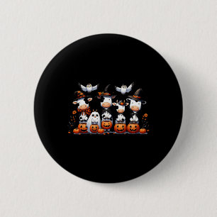 Badge Rond 5 Cm Chouette fantôme Vaches Halloween Animaux Vache Lo