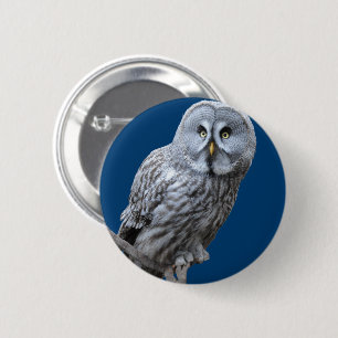 Badge Rond 5 Cm Chouette grise