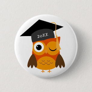Badge Rond 5 Cm Chouette orange mignonne   Promotion personnalisée