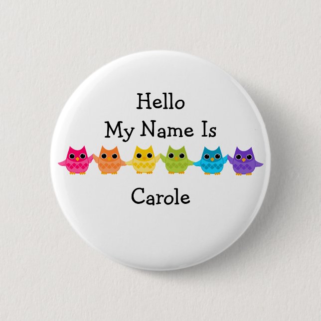 Badge Rond 5 Cm Chouettes arc-en-ciel (Devant)