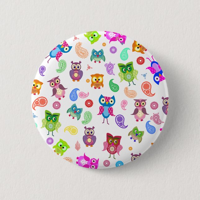Badge Rond 5 Cm Chouettes arc-en-ciel - léger (Devant)