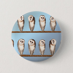 Badge Rond 5 Cm Chouettes curieuses