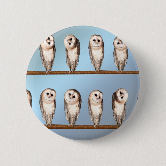 Badge Rond 5 Cm Chouettes curieuses (Devant)