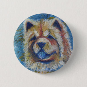 Badge Rond 5 Cm Chow Chow Abstrait