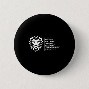 Badge Rond 5 Cm Chrétiens Philippiens 4_13 Force Lion Religieux