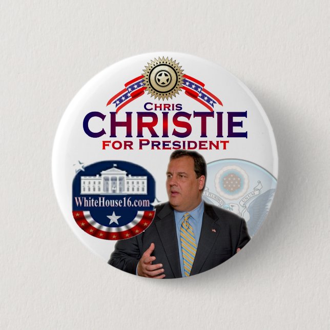Badge Rond 5 Cm Chris Christie pour le Président Button (Devant)