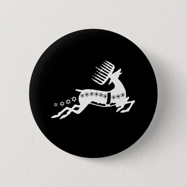 Badge Rond 5 Cm Chrismukkah Reindeer blanc (Devant)
