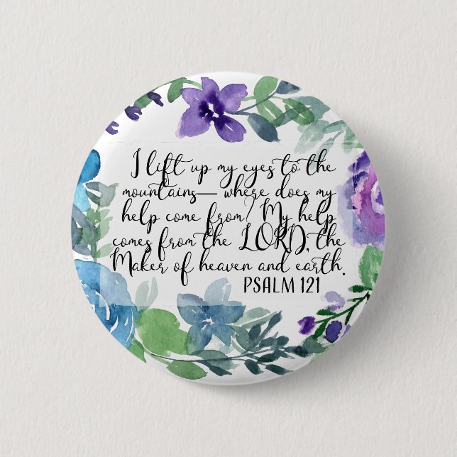 Badge Rond 5 Cm Christian art Psaume 121 (Devant)