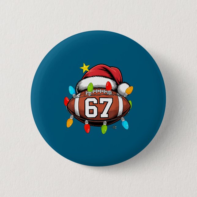 Badge Rond 5 Cm Christmas 67 Meme Football Santa Hat Funny Xmas Bo (Devant)