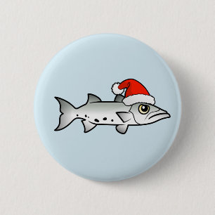 Badge Rond 5 Cm Christmas Barracuda Père Noël