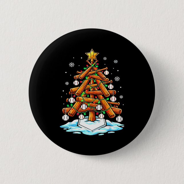 Badge Rond 5 Cm Christmas Baseball Tree Lights Xmas  (Devant)