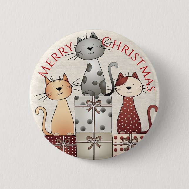 Badge Rond 5 Cm Christmas Cats (Devant)