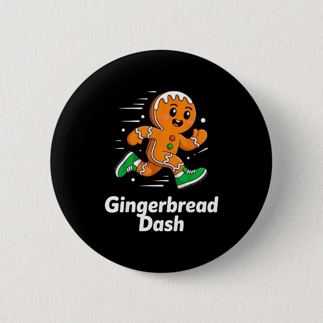 Badge Rond 5 Cm Christmas Gingerbread Dash Running Runner Xmas Mar (Devant)