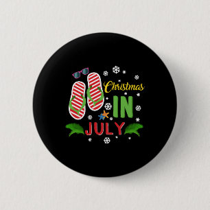 Badge Rond 5 Cm Christmas In July Beach Flip Flops Sun