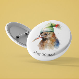 Badge Rond 5 Cm Christmas Kiwi Bird, personnalisable