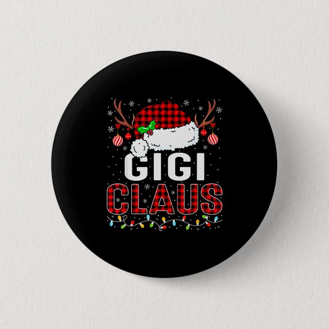 Badge Rond 5 Cm Christmas Lights Gigi Claus Family Matching Xmas P (Devant)
