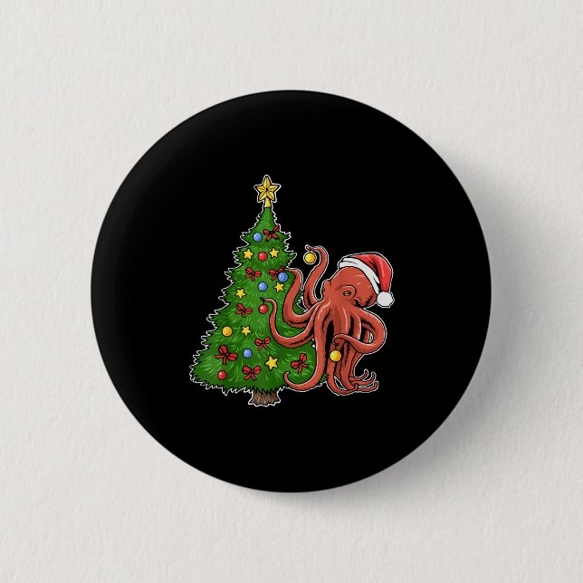Badge Rond 5 Cm Christmas Octopus  (Devant)