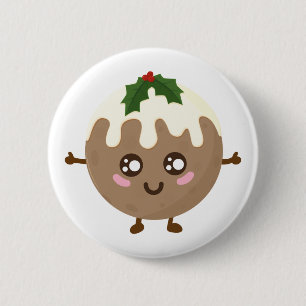 Badge Rond 5 Cm Christmas Pudding Kawaii