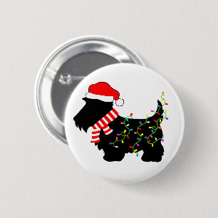 Badge Rond 5 Cm Christmas Scottie Dog With Lights