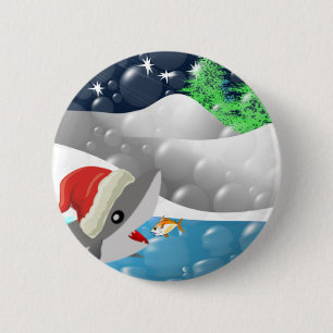 Badge Rond 5 Cm Christmas Shark