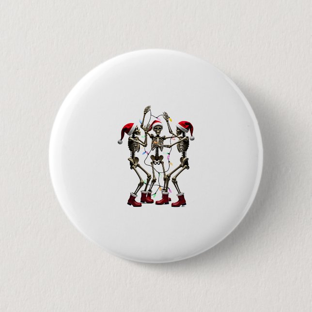 Badge Rond 5 Cm Christmas Skeleton Santa Dancing Lights (1) (Devant)