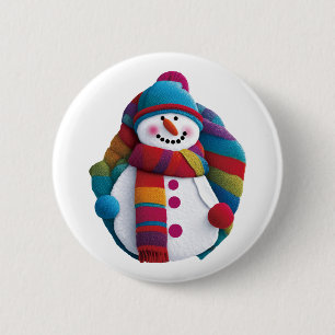 Badge Rond 5 Cm Christmas Snowman