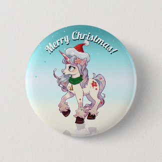 Badge Rond 5 Cm Christmas Unicorn Cartoon