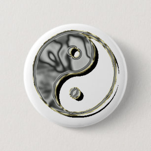 Badge Rond 5 Cm Chrome de Yin Yang
