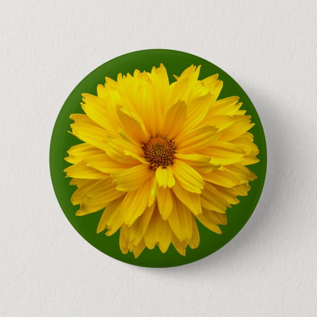 Badge Rond 5 Cm Chrysanthème - Vert (Devant)