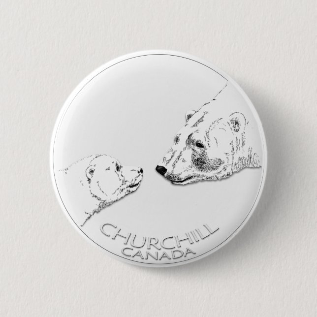 Badge Rond 5 Cm Churchill Souvenirs Ours Polaire Chemises & Cadeau (Devant)