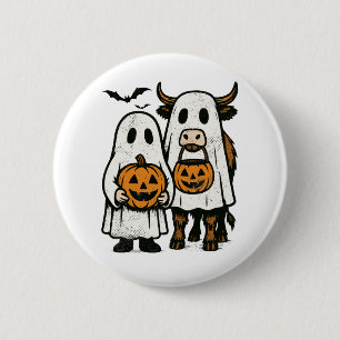Badge Rond 5 Cm Chute Cute Vache Highland Ghost Halloween