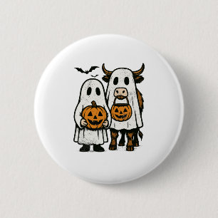 Badge Rond 5 Cm Chute Cute Vache Highland Ghost Halloween 2