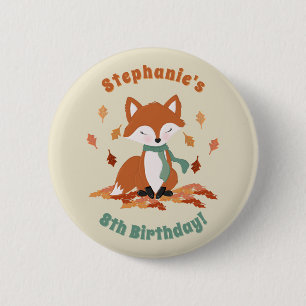 Badge Rond 5 Cm Chute Fox Woodland Anniversaire