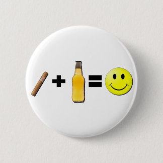 Badge Rond 5 Cm Cigar + Bière = Bonheur