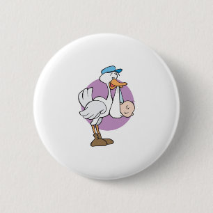 Badge Rond 5 Cm cigogne mignonne livrant un bébé