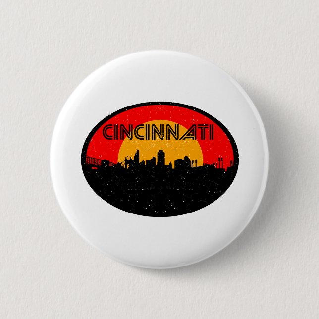 Badge Rond 5 Cm Cincinnati Red Black Oval City (Devant)