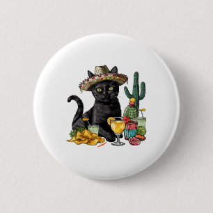 Badge Rond 5 Cm Cinco De Mayo Chat noir Cuisine mexicaine Chat noi