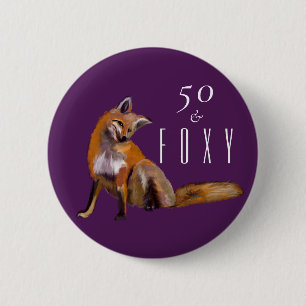 Badge Rond 5 Cm Cinquante ans de renard roux