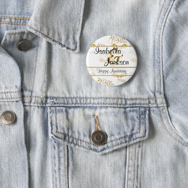Badge Rond 5 Cm cinquantième Anniversaire de mariage d'or (En situation)