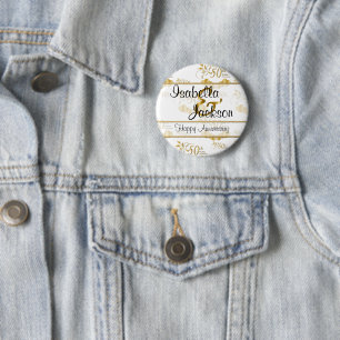 Badge Rond 5 Cm cinquantième Anniversaire de mariage d'or